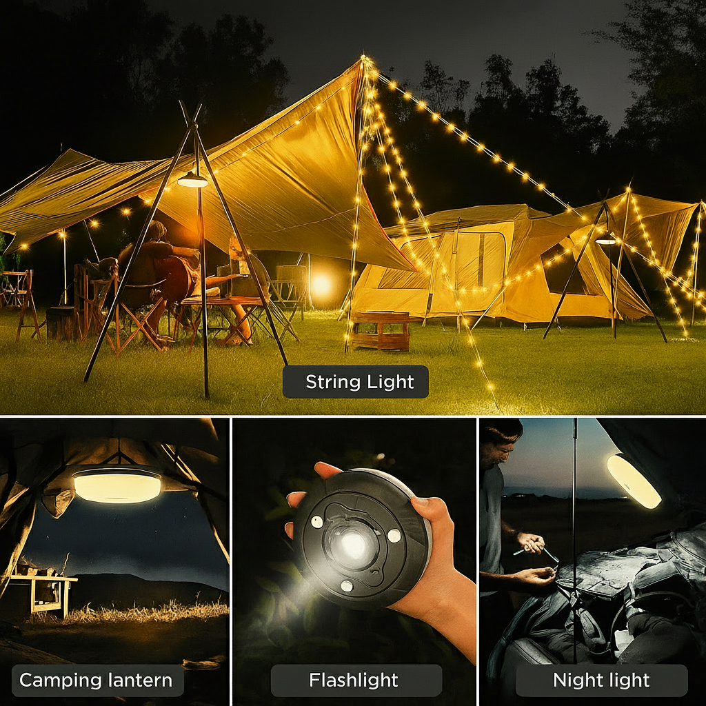 4-in-1 Camping Lamp Light String