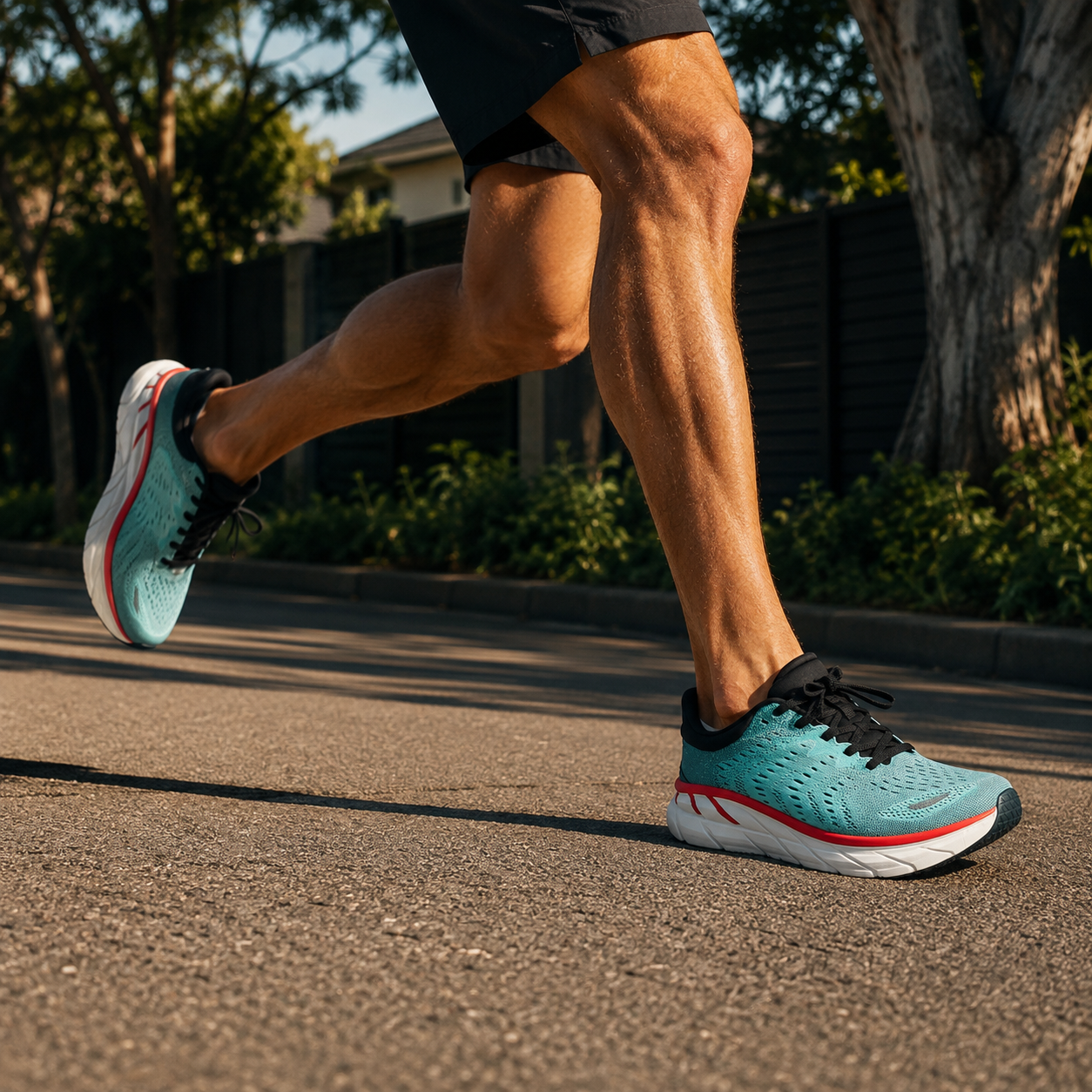 Runner mid-stride in the Aera Trainers