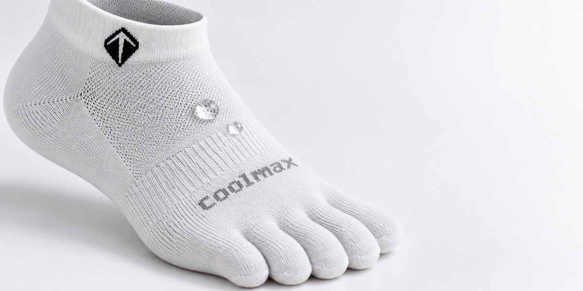 Coolmax knit wicking a water droplet