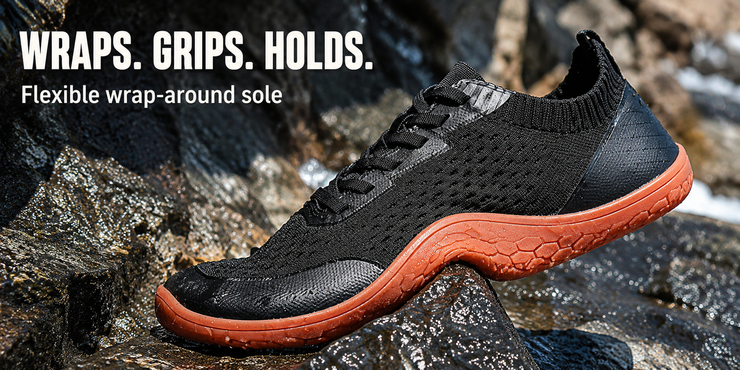 Flexible wrap-around sole — wraps, grips, holds