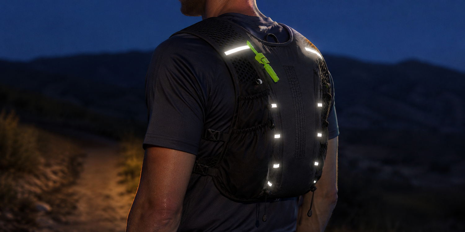 Reflective strips lit up front and back for night visibility