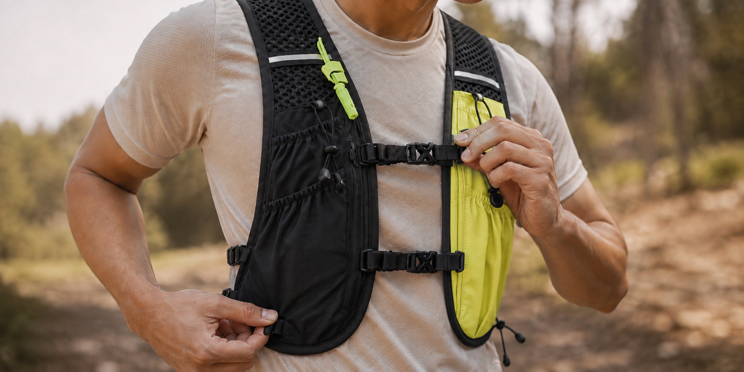 Adjustable X-buckle sternum and side straps for a dialled-in fit