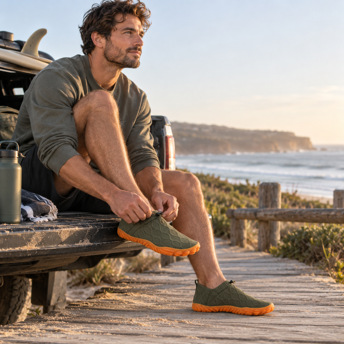 Folks Ground barefoot shoe on the Australian coast