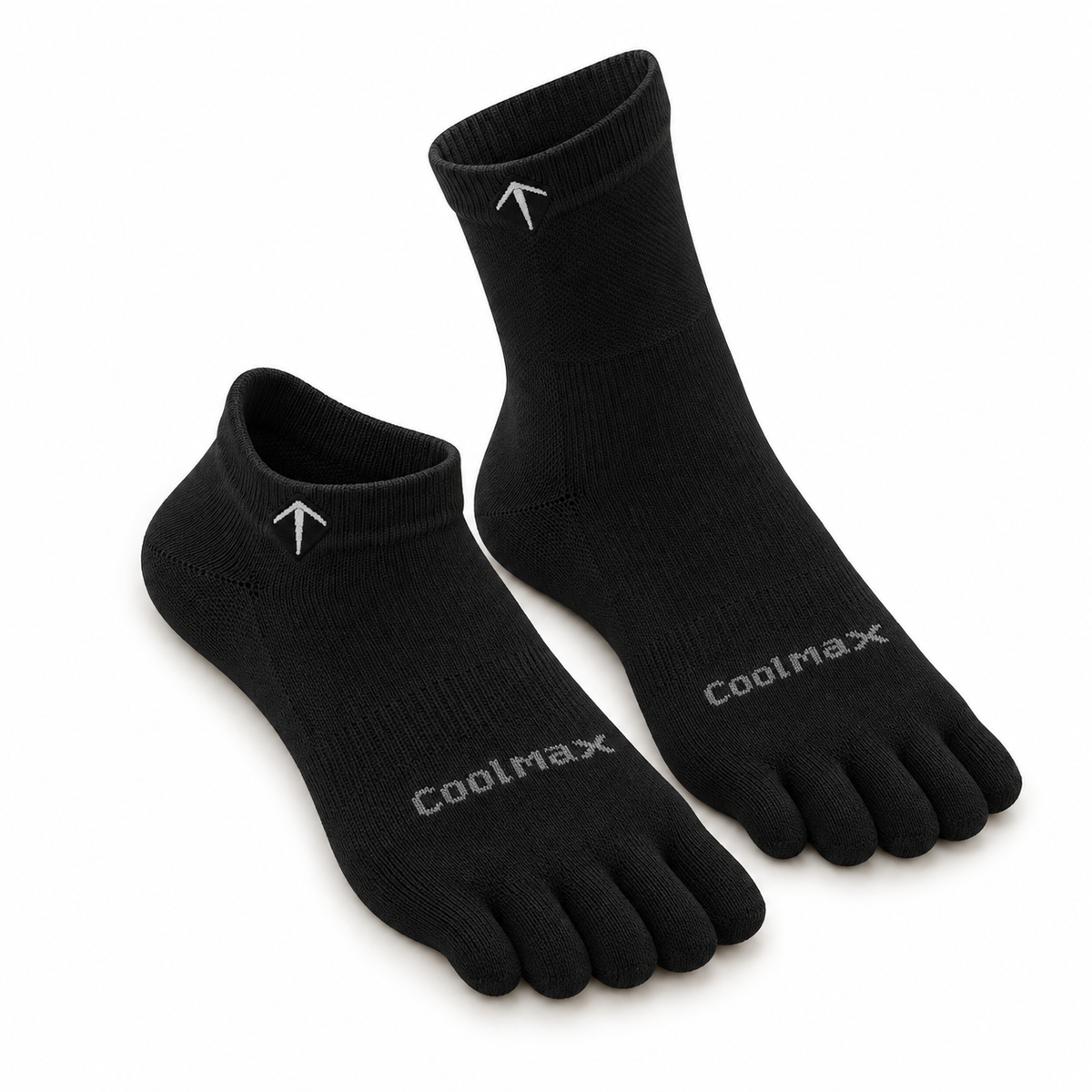 Folks Splay Toe Socks — white, top view, water beading on Coolmax knit