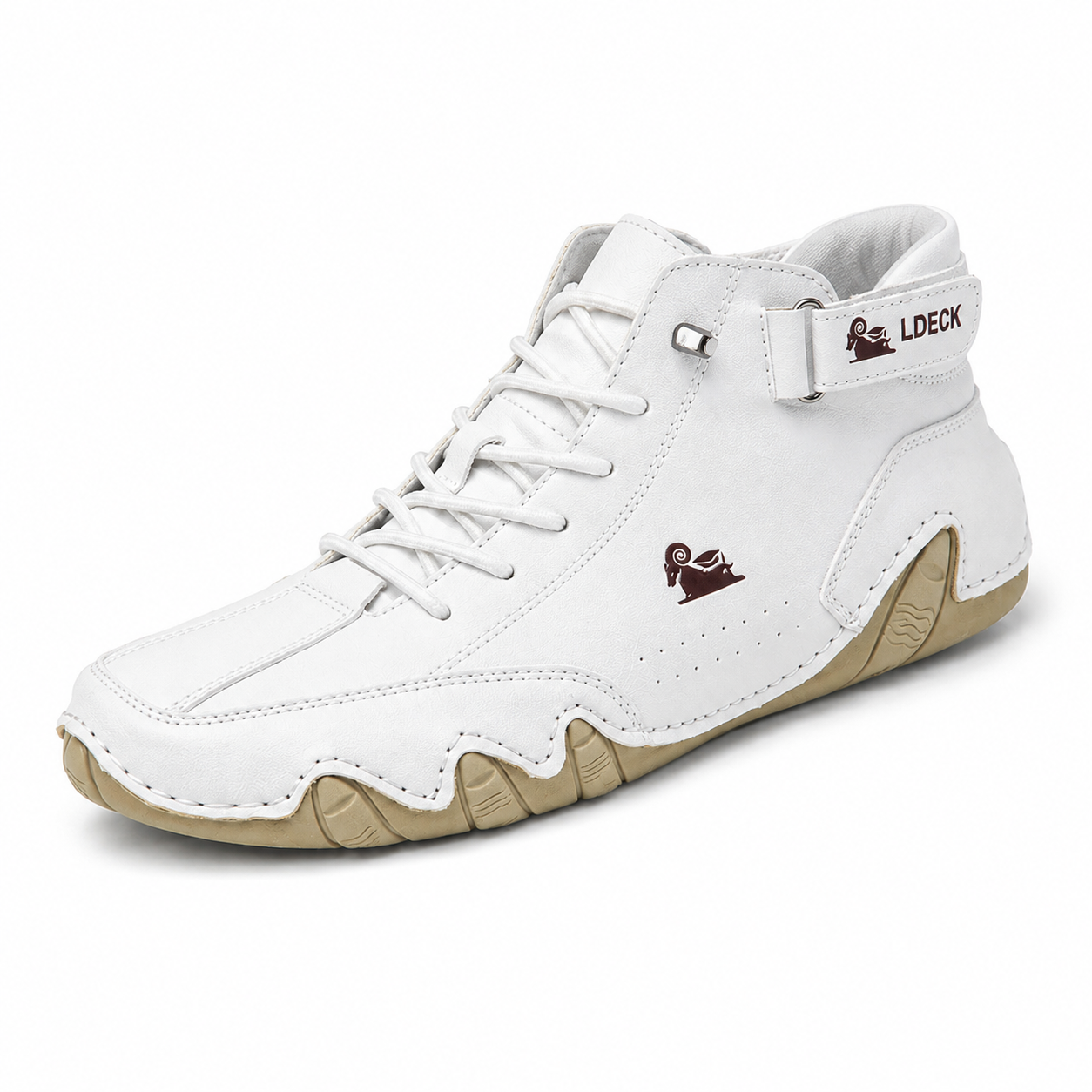 Verra Barefoot in White with beige gum sole, three-quarter