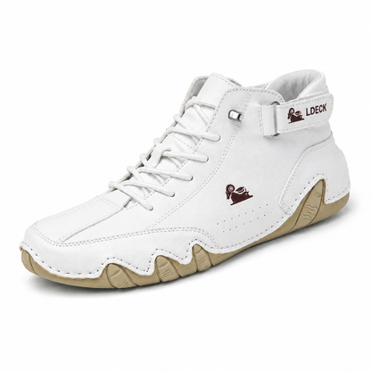 Verra Barefoot in White with beige gum sole, three-quarter